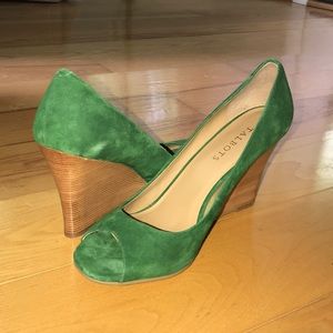 Talbots Suede Green Wedges. Never worn!